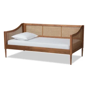Ogden Mid-Century Modern Synthetic Rattan Daybed-Twin(Walnut Brown)