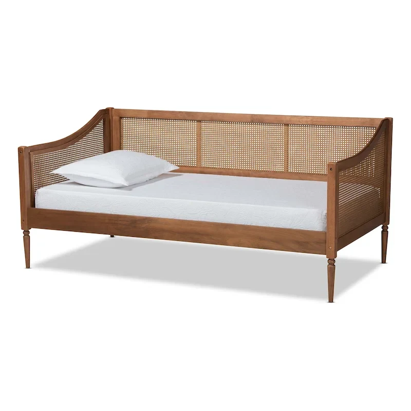 deb991262a16df76799e0dee6e228d285e19ced2feac8b75784a956ff989e5d5 Ogden Mid-Century Modern Synthetic Rattan Daybed-Twin(Walnut Brown)