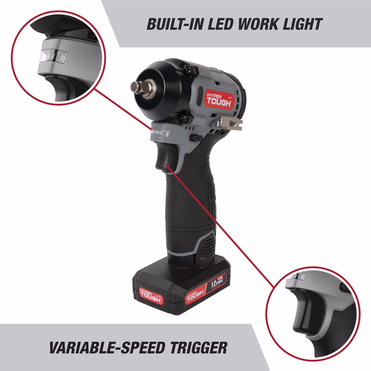 dee65e8bea23de1aeddd9b393a7502696175d5d4478df3f0f8f6d3b5519fc51c Hyper Tough 12V Max Cordless Brushless Impact Wrench with 4.0Ah Lithium-Ion Battery and Charger, 225 ft-lbs Torque