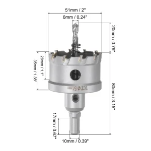 KLYNE - Metal Hole Saw Carbide Cutter 51 Mm / 2 Inch Dia For Stainless Steel
