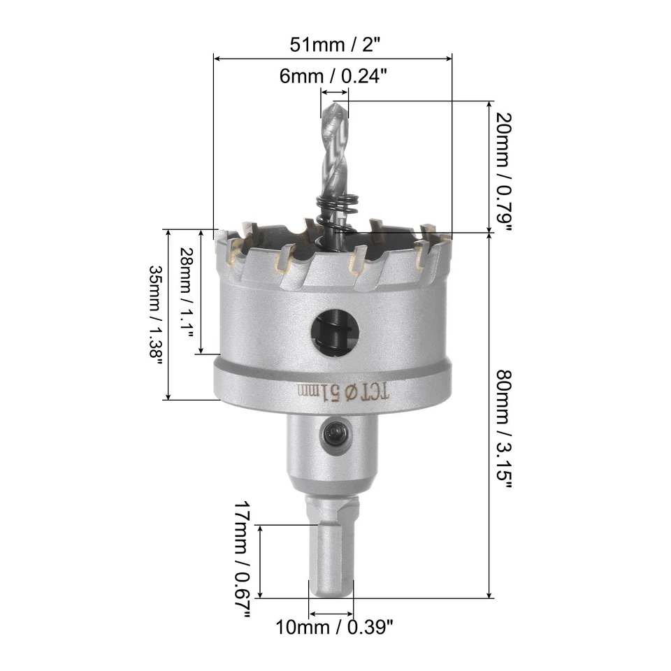 df4b651c35fa960fc615da2f6cffa0e02b0911e98f5e85e1e66418258391d0d9 KLYNE - Metal Hole Saw Carbide Cutter 51 Mm / 2 Inch Dia For Stainless Steel