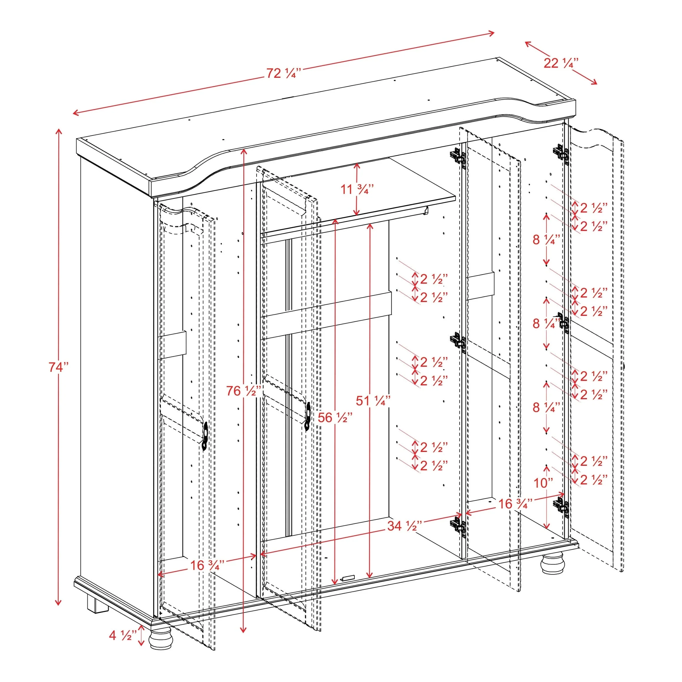 dfd886e9b285b6bf6d05518ac17141993d090670a64028758db2f916a637d61b Palace Imports 100% Solid Wood Kyle 4-Door Wardrobe Armoire with Solid Wood or Mirrored Doors(White)