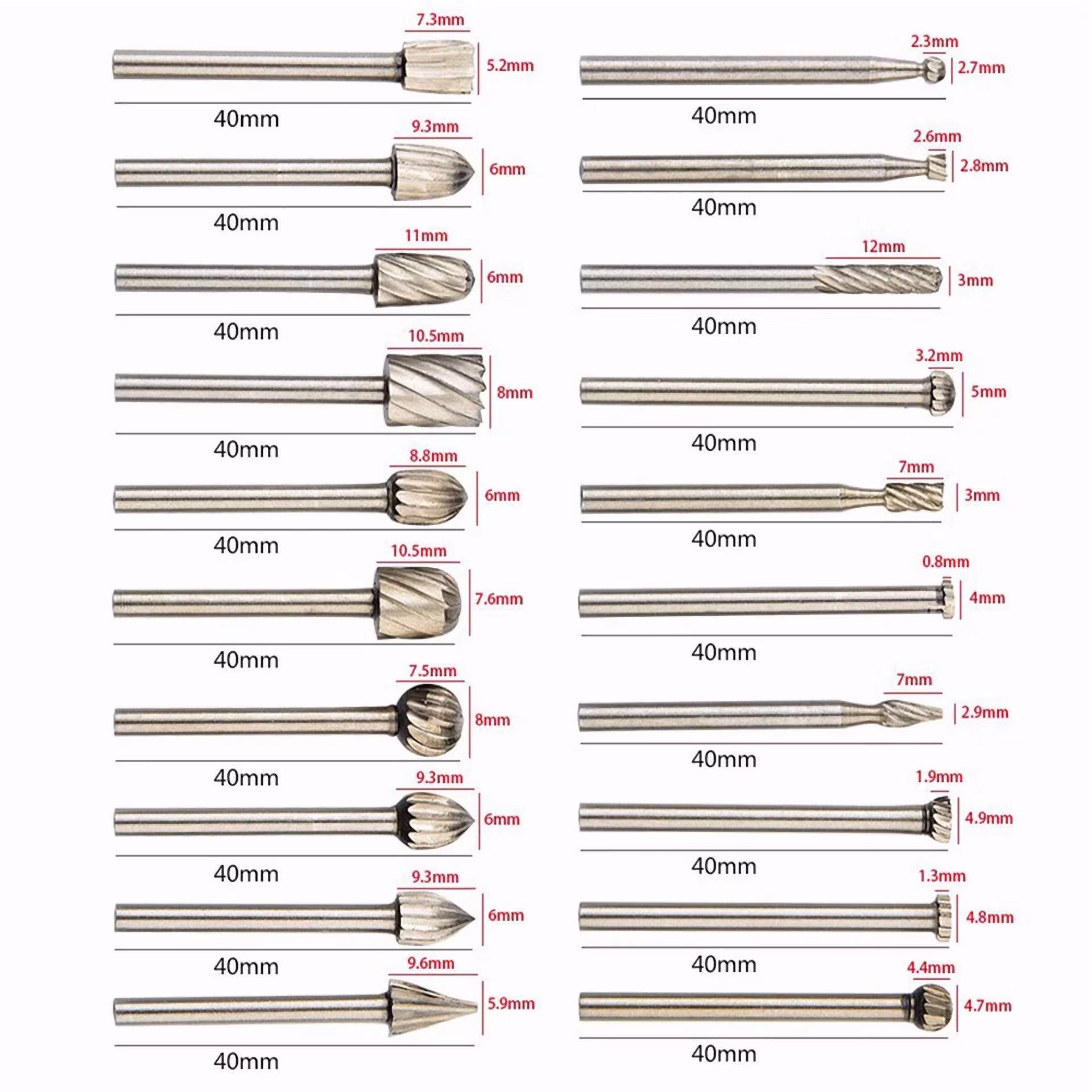 20 Pcs For Dremel Diamond Burr Bits Drill Set Rotary Multi Tool Accessories Kit*