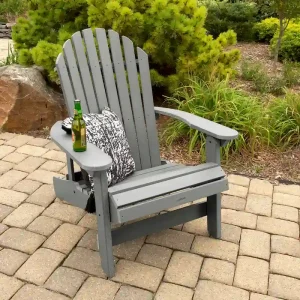HIGHWOOD King-Size Folding and Reclining Adirondack Chair(Weathered Acorn)