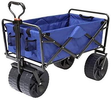 e063b18ce97fb884950465c84e385c47a5696216a8bdf1f04fca812c1a37d72a Mac Sports Heavy Duty Collapsible Folding All Terrain Utility Beach Wagon Cart Blue/Black(Default Title/ONESIZE)