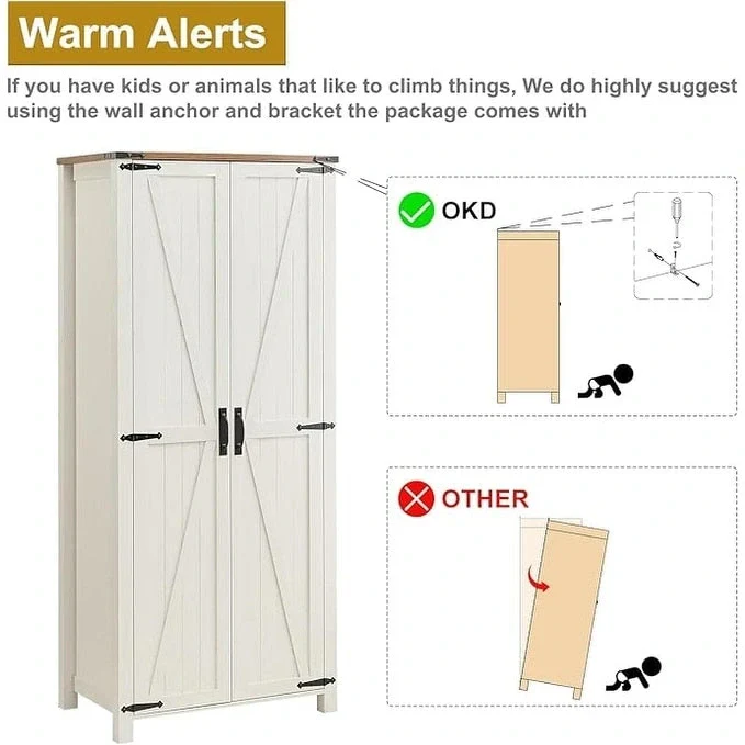 e0a843af118a1ae260e39d4f56208ca4fd9a486750e0cc7377310a8f40be9550 Farmhouse Storage Cabinet, Armoire, Rustic Pantry, Versatile Storage(Light Rustic Oak)