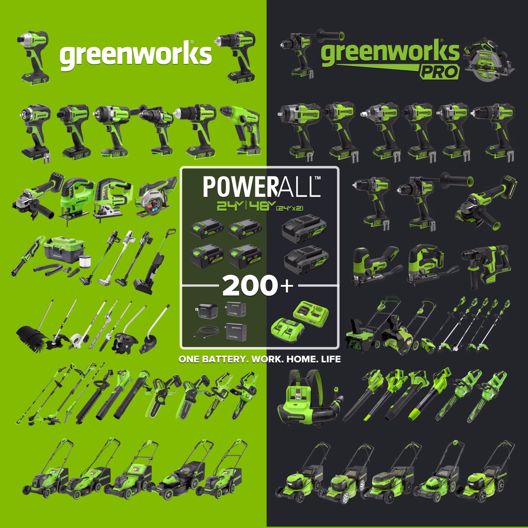 e0e021552712b38b96962e2ed5bb7050eb7cd04236e3190286d1cbd53118f7c6 Greenworks PowerAll 24V Brushless 3/8" 280 in-lb Drill, with 2Ah USB-C Battery, DD330A7