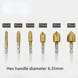 New Countersink Tool Bit Set 1/4'' Hex Shank Counter Sink For Steel Metal Wood E