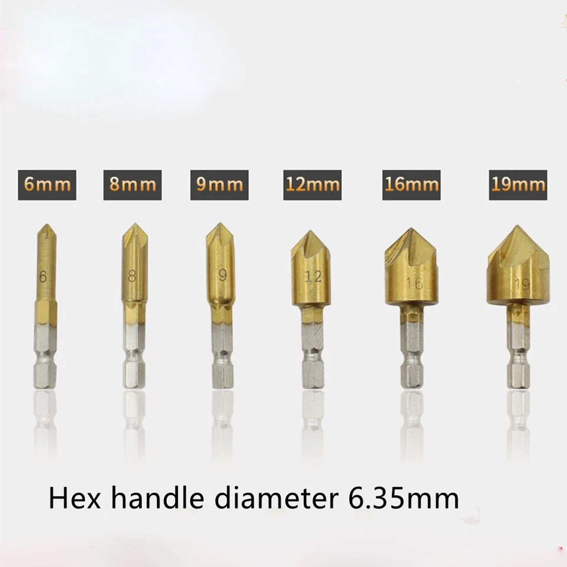 e0e9e2444e5f0e5c3b889ace4f12bf2468e259777f21a38f1f347281eb337cf0 New Countersink Tool Bit Set 1/4'' Hex Shank Counter Sink For Steel Metal Wood E