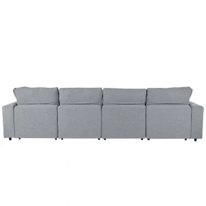Modern U-Shape Sectional Sofa, 2 Large Chaise with Removable Ottomans(Grey)