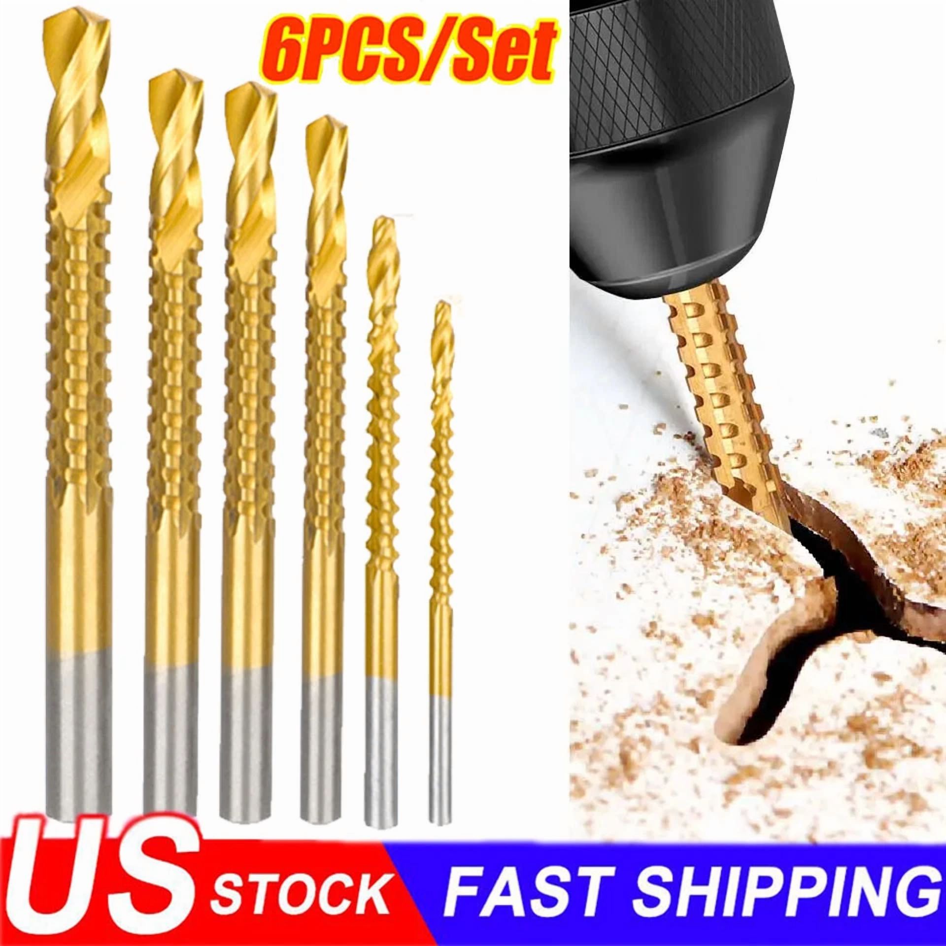 e14148ec496205488f7d75ee97b4b47faf86b54f23f1aeb01f06ef581eae3272 6Pcs Twist Drill Bit Set Power Tool Accessories Screw Holes For Wood Metal Us