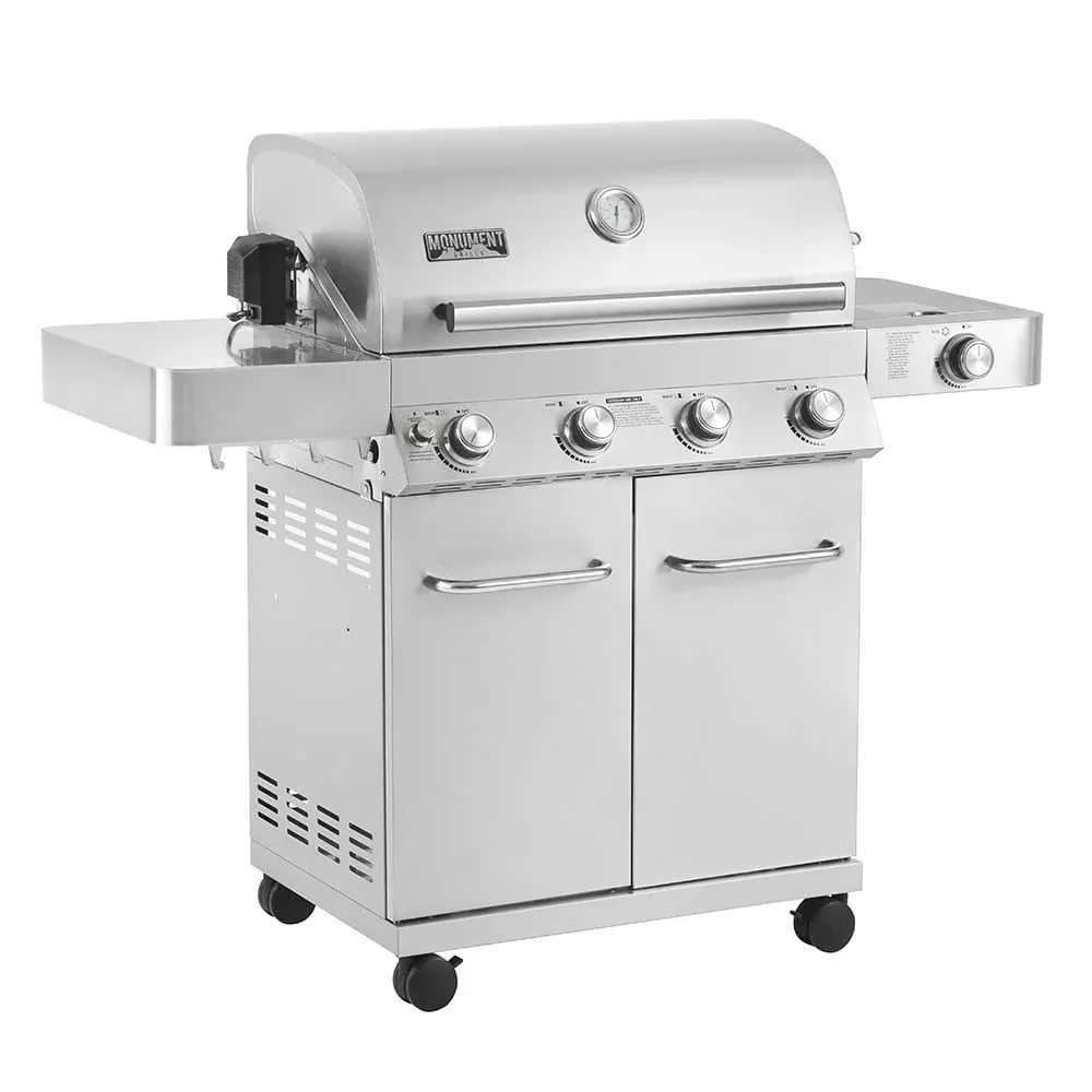 e1a92cec5b9bb13b90c845c28919c3b82a58d542a65fc10bbab4c653ec391a7f Monument Grills 17842 Stainless Steel 4 Burner Propane Gas Grill with Rotisserie