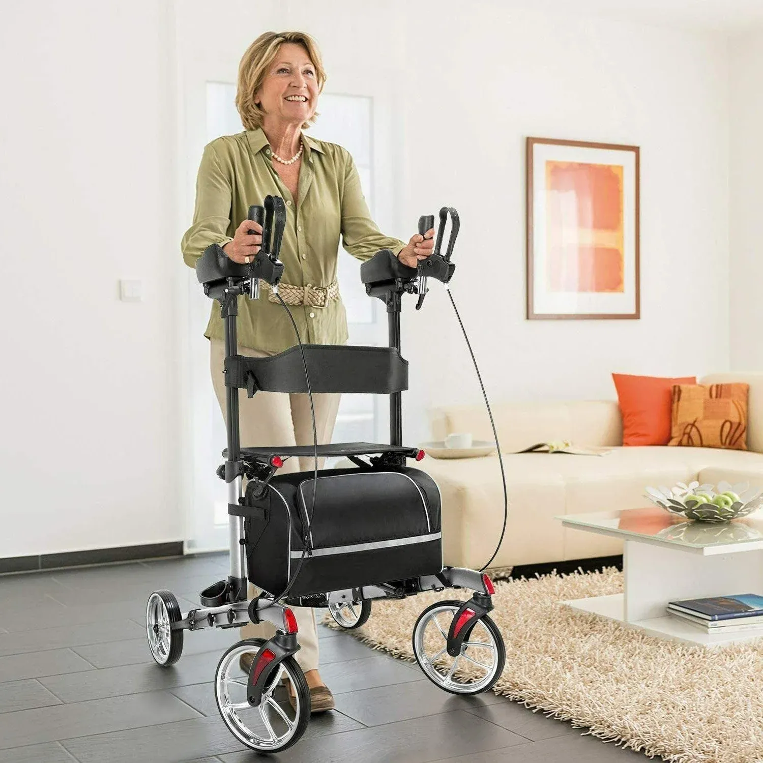 e2cb4e57bc8b1caacbf454beb43b7078366158bdf833829d7f94b517e3590ff7 Heavy Duty Standing Upright Rollator Senior Walker