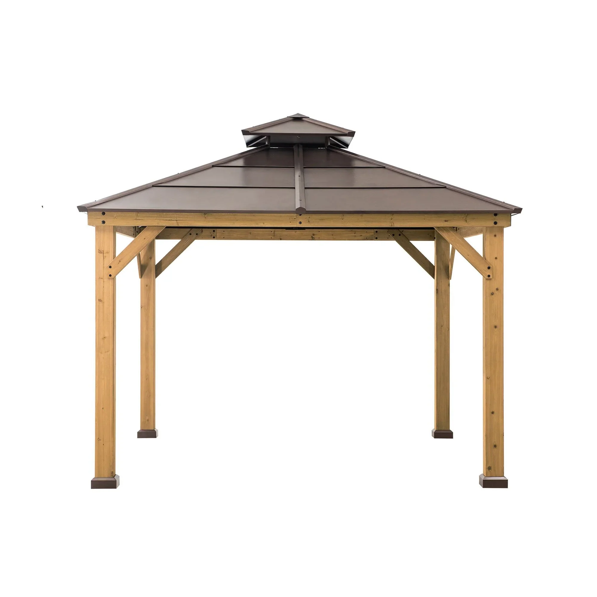 e37c3db8e466566c6d615c8f78d106adfcd66ec135db9fc3ae2b5a977afe005b 10 ft. x 10 ft. Cedar Framed Gazebo with Steel 2-Tier Hip Roof Hardtop