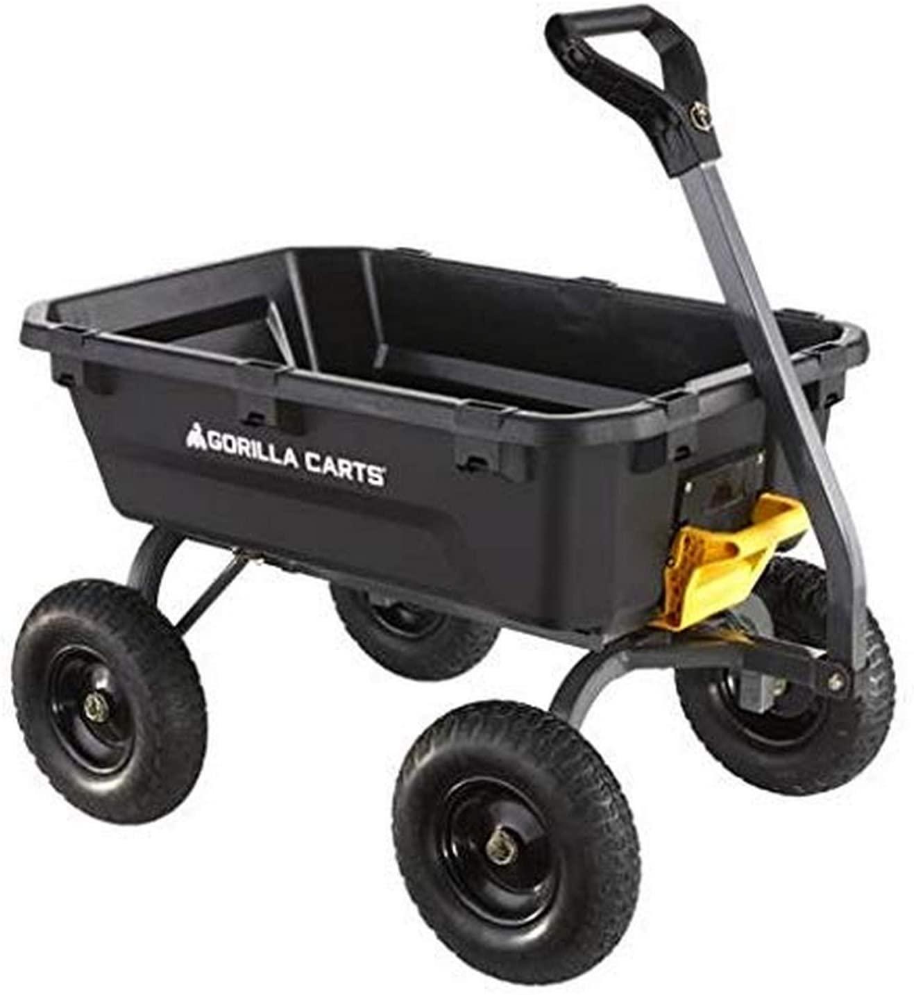 e4a71853afb3c3988c0da802238a585152da663c1c8e920385ac982aada7f8d5 Gorilla Carts 7GCG-NF 7 Cu. Ft. Heavy-Duty Poly Garden Dump Cart with No-Flat Tires Black ( Exclusive)(Default/ONESIZE)