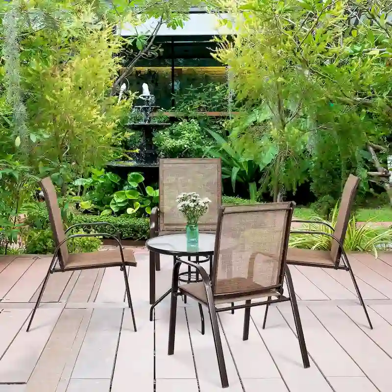 e4ba7ff8ecf689a81a5c15db00ec9025a19e5b1f83ca3b68ef5529a59a0d85c1 Costway 4PCS Patio Chairs Garden Deck Yard with Armrest - See Details(Grey)