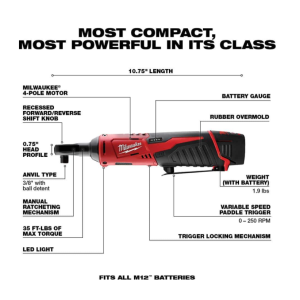 12 FUEL 12-Volt Lithium-Ion Brushless Cordless 4-in-1 Installation 3/8 in