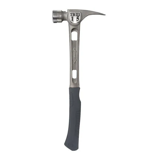 e51939e8cc5df0a0ff8f6307db20c8e4d9af17524a08676dec93d048cff23753 TB3MC 15 oz Ti-Bone III Titanium Hammer with Milled Face Curved Handle