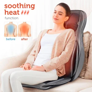 COMFIER Massager Chair with Heat Shiatsu Neck Back Massager Portable with Compress Rolling Massage Chair Pad for Full Back Neck Shoulders Full Body Pain(Gray)