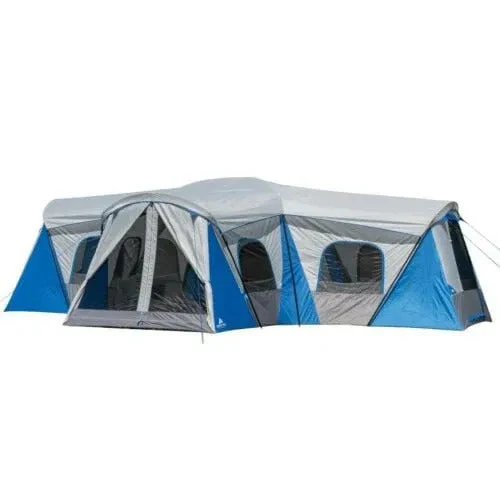 e60138940d11d90c51f53291e60fa49c16920c97f2fd259864d27d8a25d931f7 Family cabin tent for 16 people with 3 rooms and 3 entrances