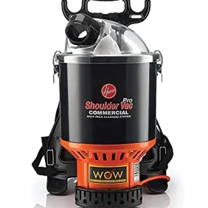 Hoover Commercial Shoulder Vac Pro Backpack Bagged Vacuum Cleaner, with HEPA Media Filter, Lightweight with Extra Long Cord, Chiropractic Design, for Carpet and Hard Floors, C2401, Black