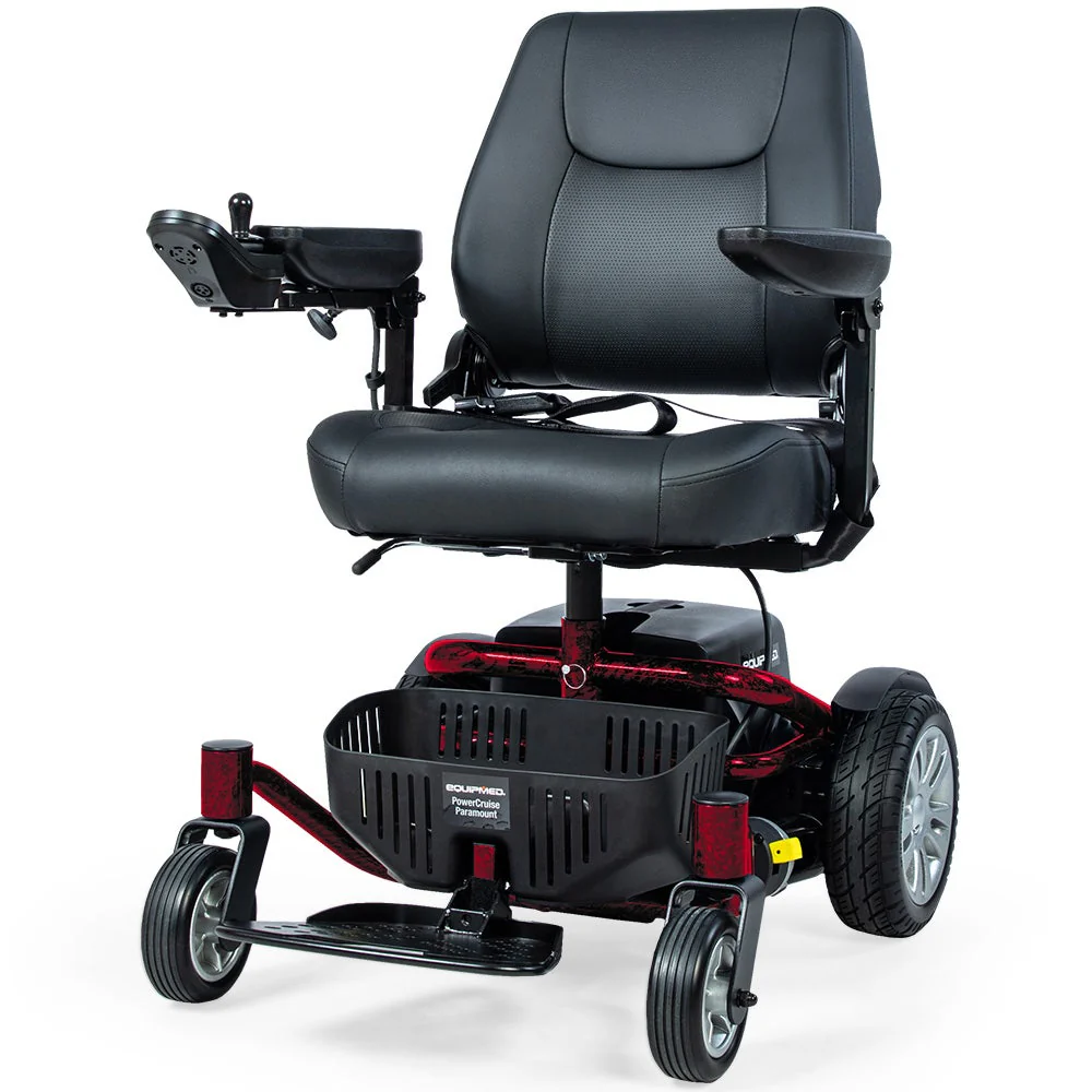 e6dbba49465c2ade4b42b632785632167eda229e2404e11ee78e23f65cdef7f0 EQUIPMED Heavy Duty Electric Wheelchair, Up to 20km Range, Ultra-Comfortable, Great Turning Circle, Safe Stable Non-Slip Anti-Roll Back Power Chair, Red