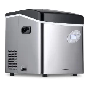 Newair Portable Ice Maker 50 lb. Daily, 12 Cubes in Under 7 Minutes - Compact Countertop Design - 3 Size Bullet Shaped Ice - for Kitchen/Office/RV/Bar - Stainless Steel(Stainless Steel/Ice Maker)