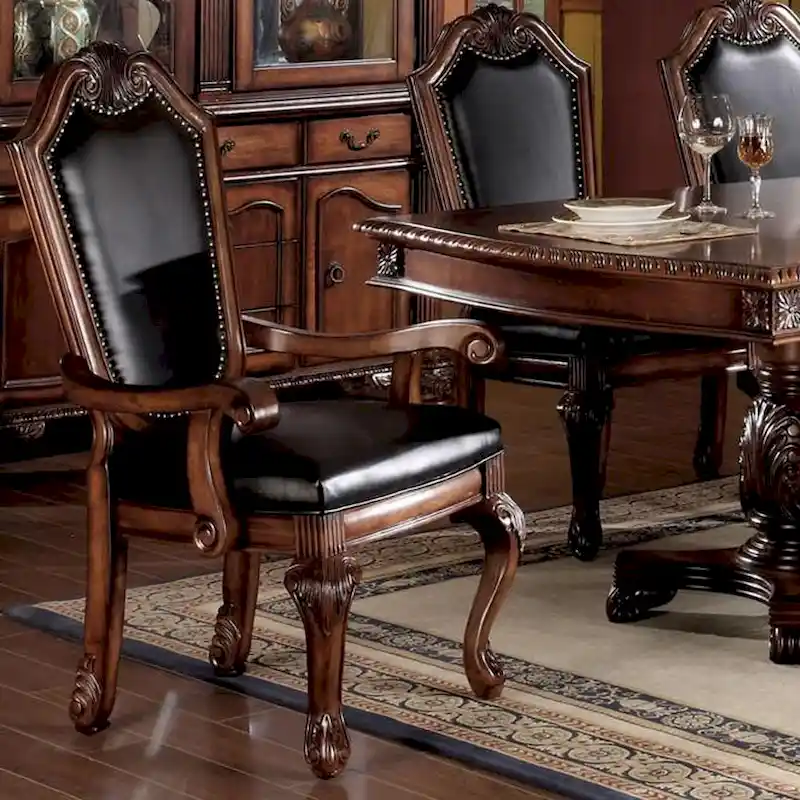 e7de2eaeee9e00258930c5f3d47ab6bcd5ff39730b0cf6575a6c7b1c6357a910 Chateau De Ville Arm Chair (Set-2) in Black PU Cherry(Black Pu Cherry/Set Of 2)