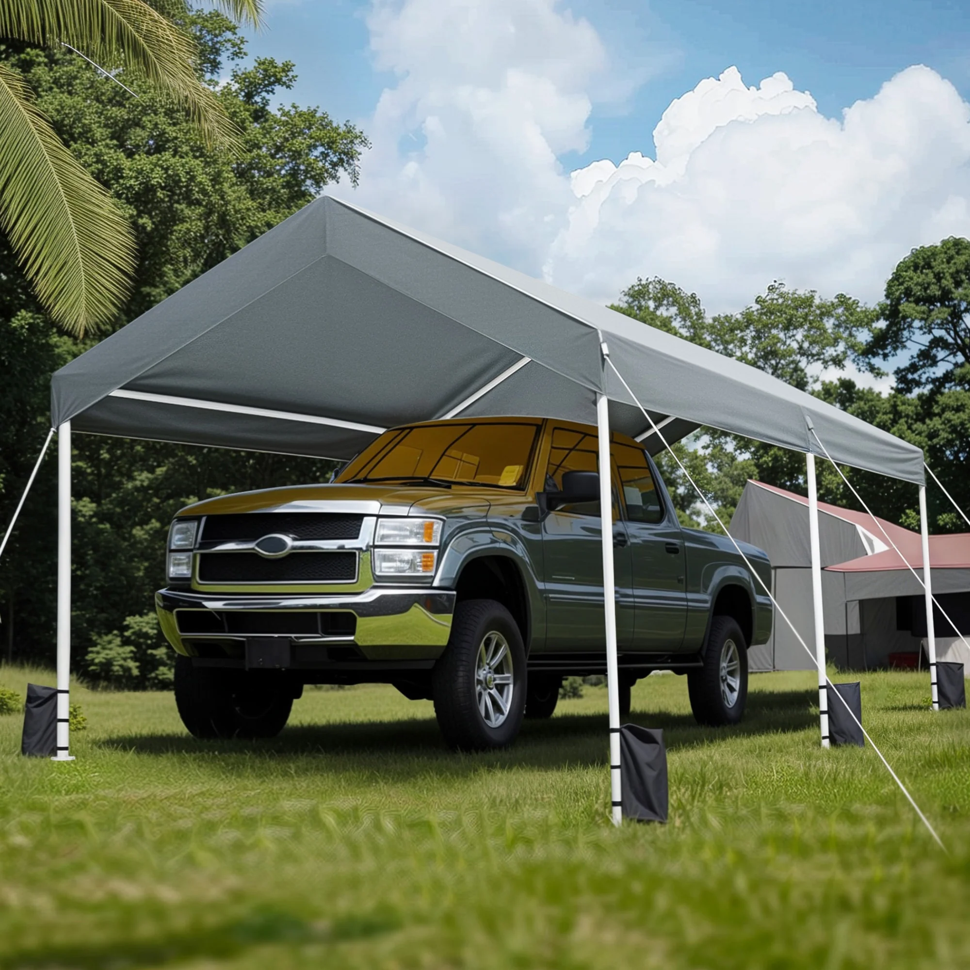 e816c489c8617502c3ffc066d258aff1bd8a4f9e7cec47c08a114136eb3a3df1 3x6m Waterproof Carport Canopy Portable Garage