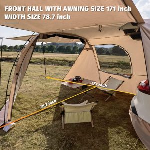 KAMPKEEPER SUV Car Tent, Tailgate Shade Awning Tent for Camping, Vehicle Camping Tents Outdoor Travel (Black)(Khaki)