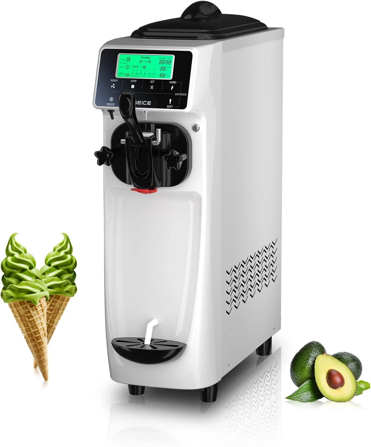 e9771419b3d875a605ba49f10101449c6d03a8ee18fbee5957de8dd9bf6fd66f Soft Serve Ice Cream Machine 3.2 Gals Ice Cream Maker Machine Single Flavor Commercial Ice Cream Machine Countertop Soft Serve Ice Cream Maker with Pre-Cooling for Home Store School
