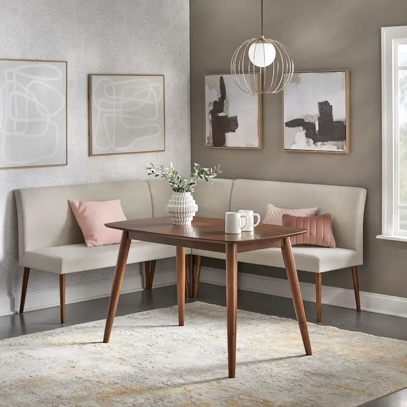 e9aad58352978c6f3a08b86042d112edbc05b760069761f67b79a7039aa4bec7 4-piece Nook Dining Set(Cream)