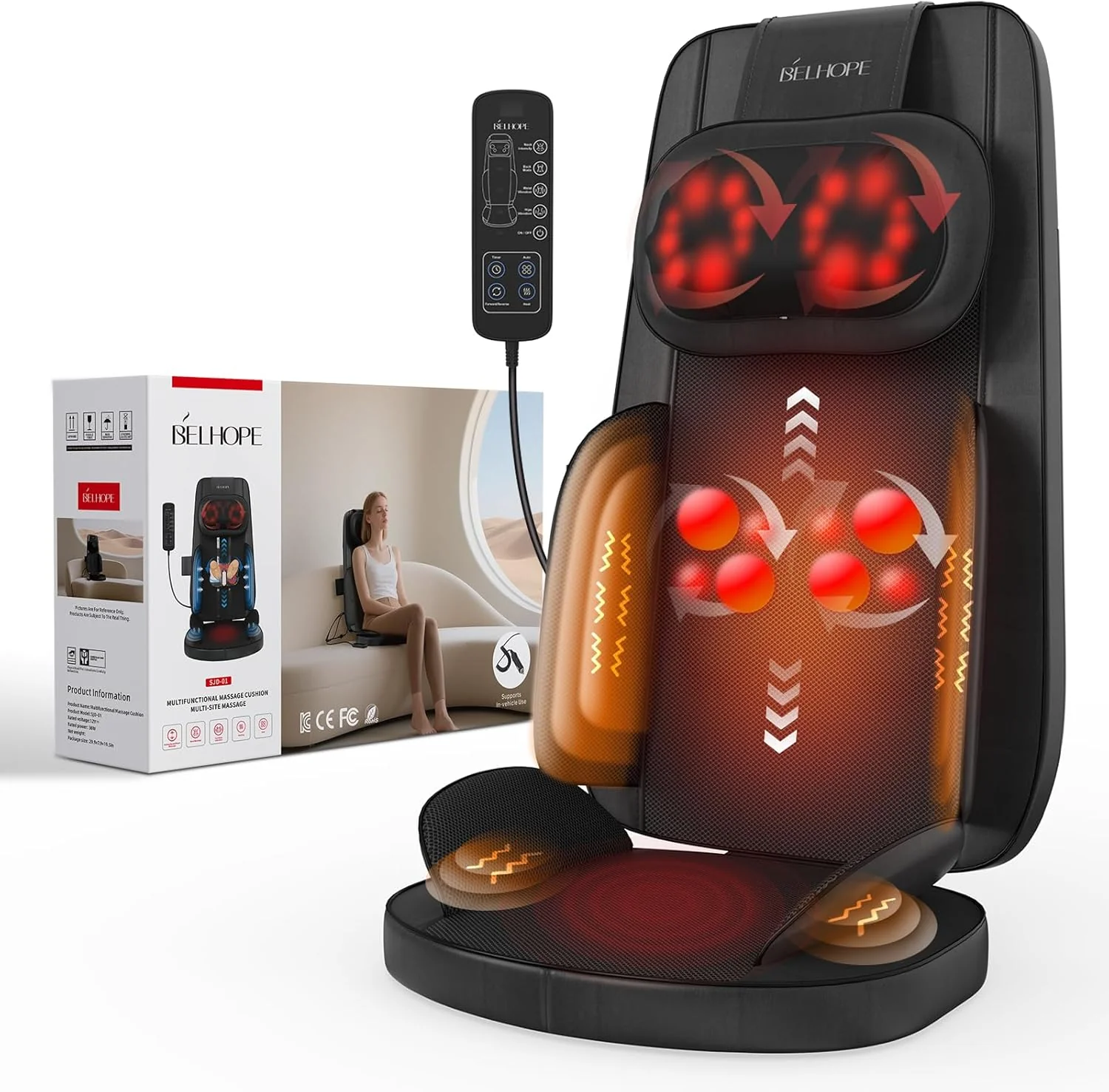 e9c123fd5ce276fcacba68a3905824547113e908670948a00ad3504e4d036a7a Shiatsu Neck and Back Massager with Heat, 4D Kneading Back Massager for Pain Relief Deep Tissue, Comfortable Back Massage for Chair, Massager for Home Office, Christmas Gifts for Women Men Parents(Black)