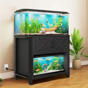 Moasis 40-50 Gallon Aquarium Stand Cabinet Fish Tank Stand with Power Outlets(Black)
