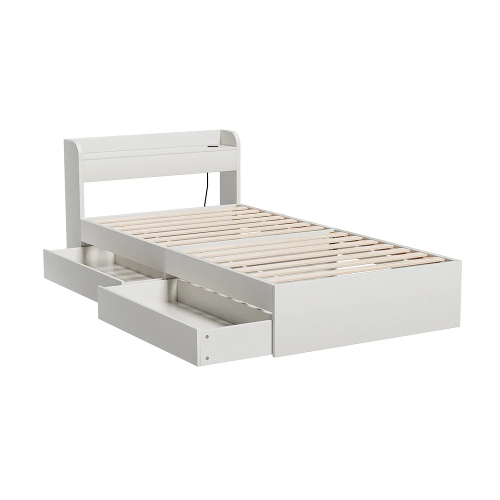 eaa650cf8da51af5ee0a50a182e2a3033878189cff8da505d8cbc8361716664d Artiss Bed Frame Single Size Mattress Base wtih Charging Ports 2 Storage Drawers