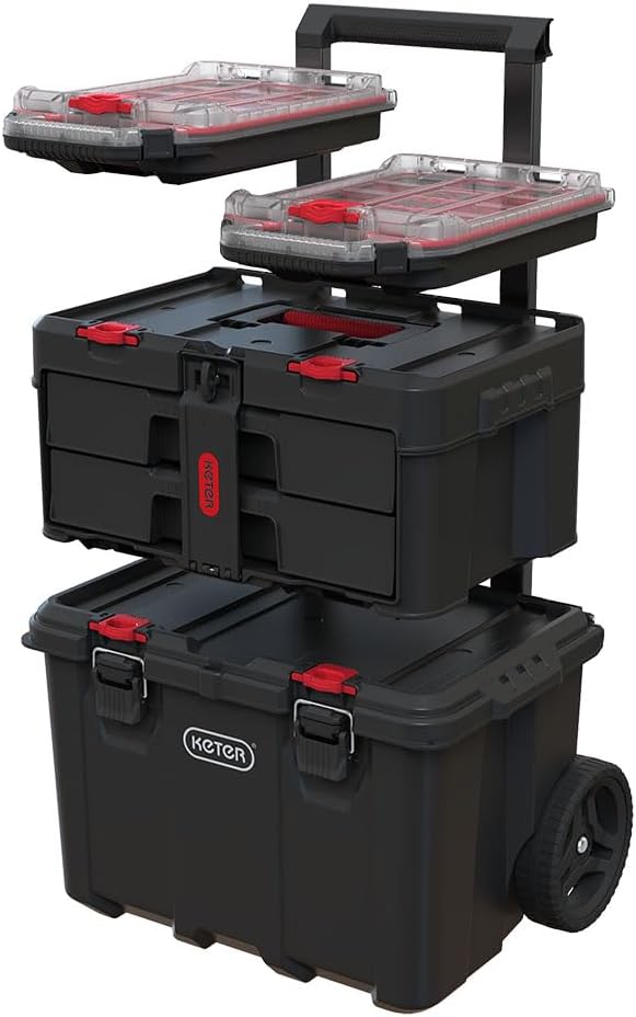eb51ff07d95e9f01335208dbdcf12e806f6e91956ba6c1f24dfa486ffcd6bace Modular Tools Organizer for Garage Storage and DIY, 3 Piece Resin Rolling Tool Box System for Small Parts(4PC System)