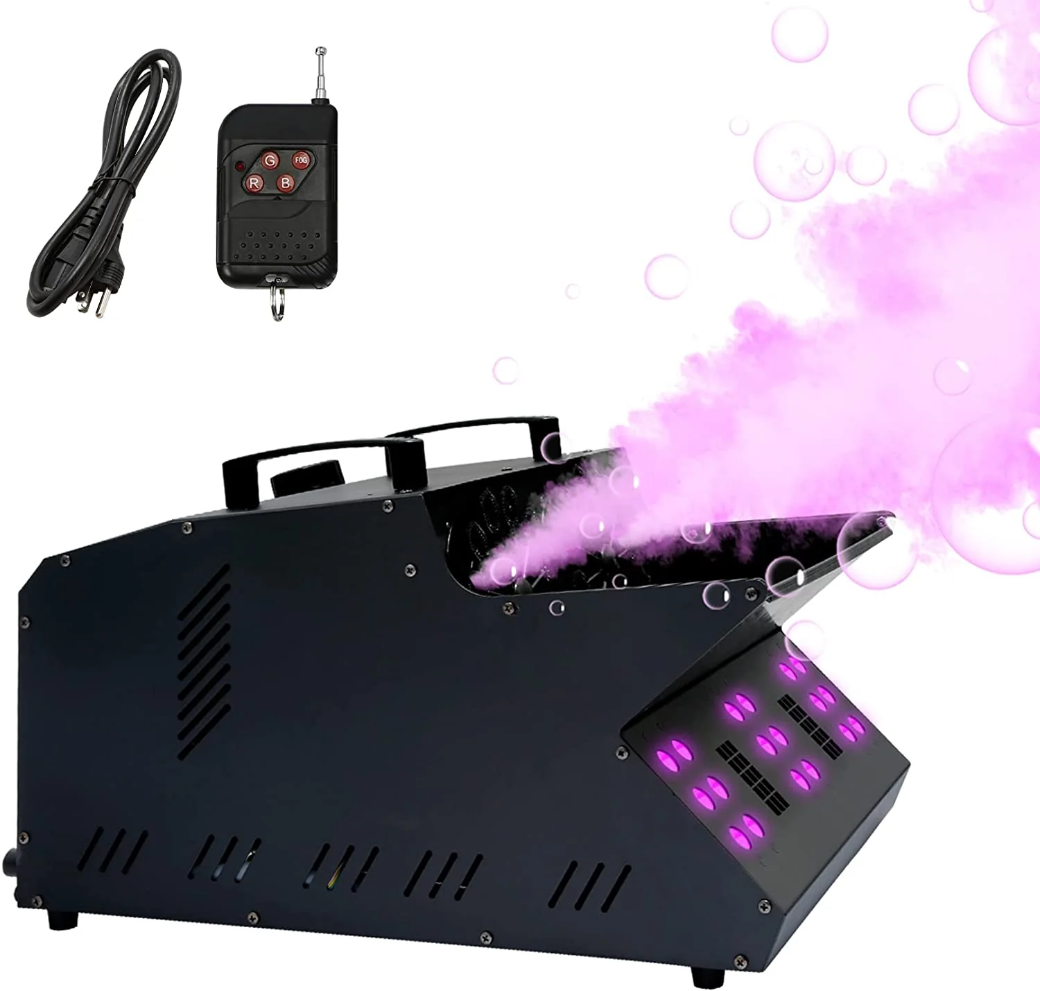 eb5e672aa8052be89346b562de4520335a3bbf1aa0bea84473c4ba8364a05e36 TC-Home 3 IN 1 Stage Fog Bubble Machine with 18 RGB LED light DMX Stage Lighting Fogger Effect w/ 2 Bubble Fans