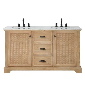 Hervas Bath Vanity with Natural Marble Top without Mirror(72in./Carrara Marble Top)