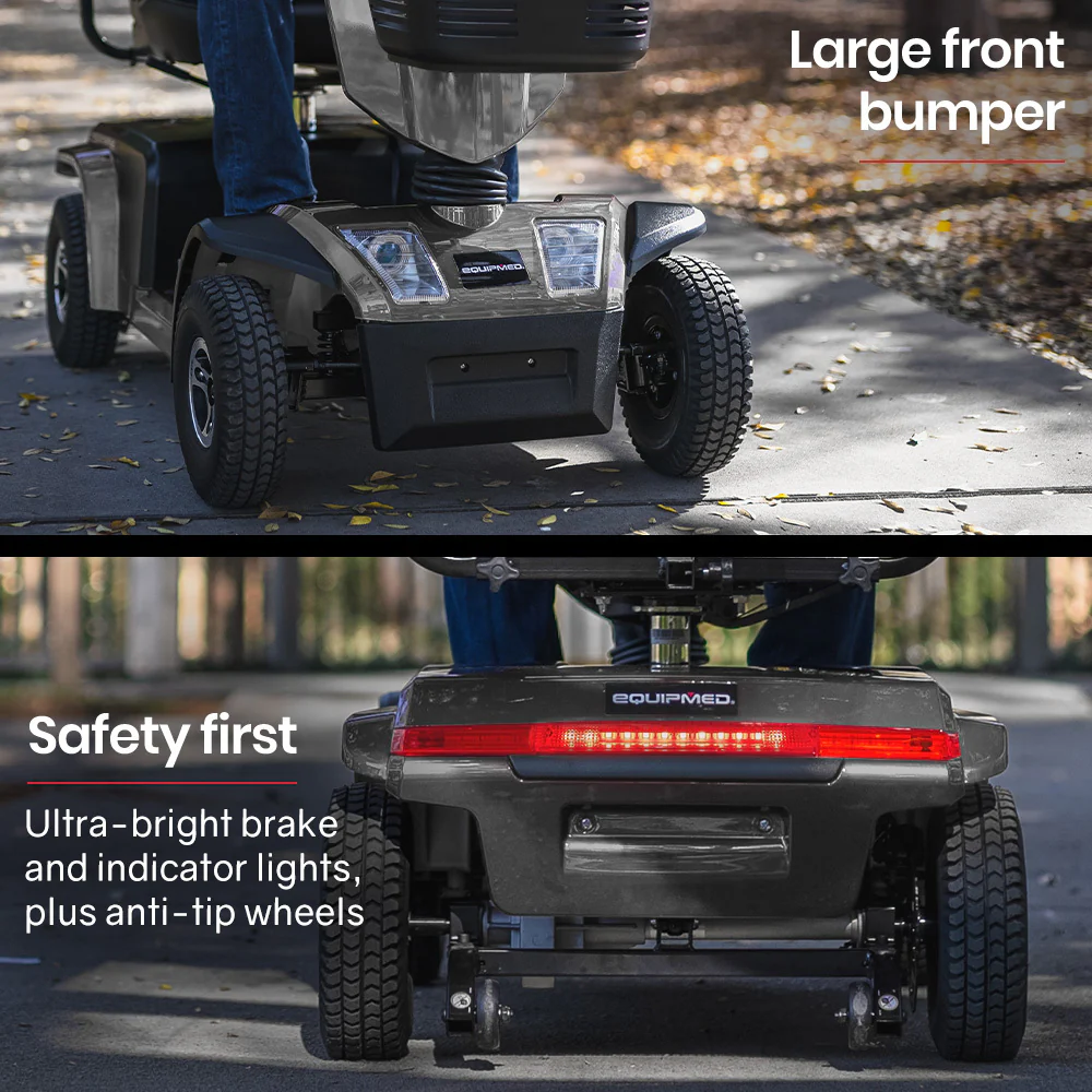eba1b41bd03c063f03a2701e2b5981c3ed88d83faa1e2a46e934c2f43816b1f0 EQUIPMED Mobility Scooter, S-XXL comfortable size for all riders, 30km Max Range, 180kg capacity, Grey