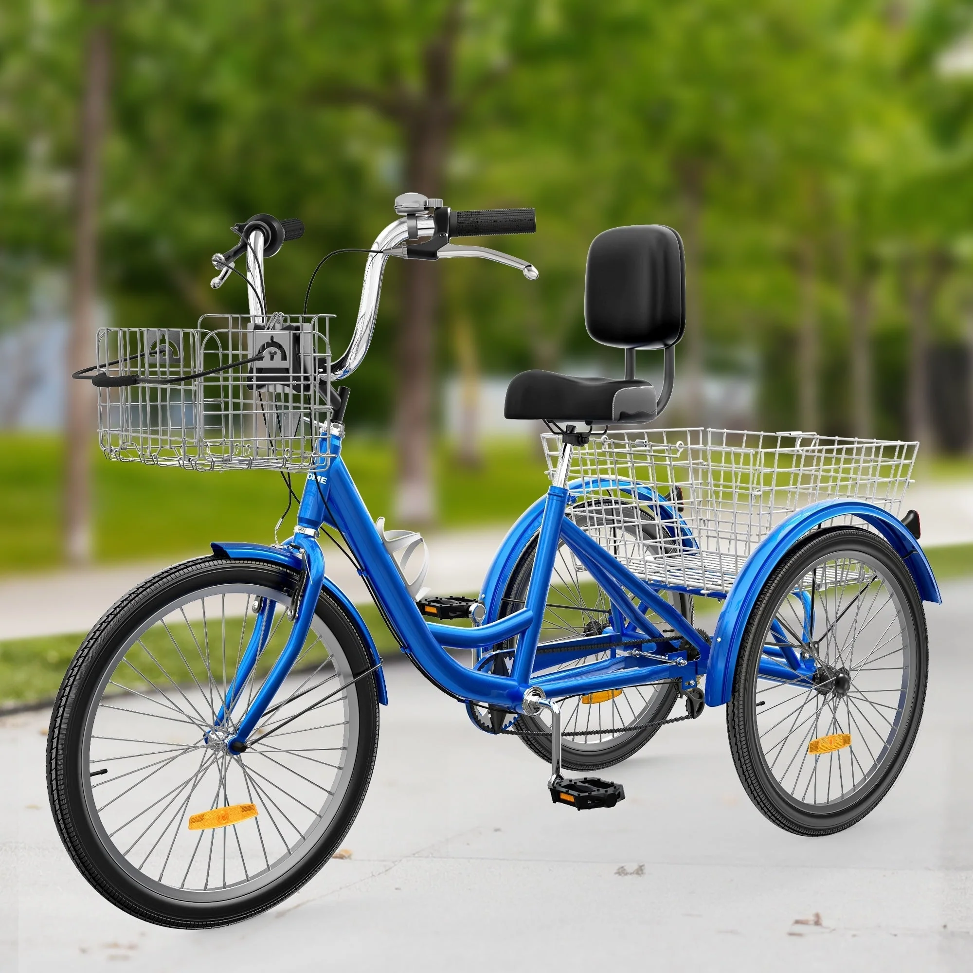 ebbd85eae476520c8f6665641985171aac5efbd9812d56c60eb15c40fe557feb 26 Adult Tricycle 3 Wheel Bikes 7 Speed Trike Bike(24/Blue)