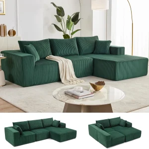 108 Modular Sectional Sofa Cloud Sectional Couch Modern Modular L-Shape Sofa Couch(Green/Right Facing Chaise)