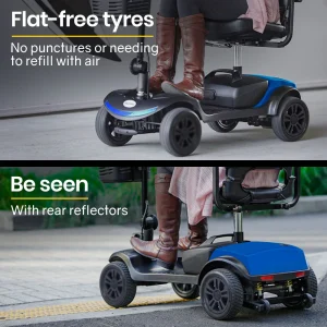 EQUIPMED Electric Mobility Scooter Portable Folding for Elderly Older Adult, SmartRider Black Blue