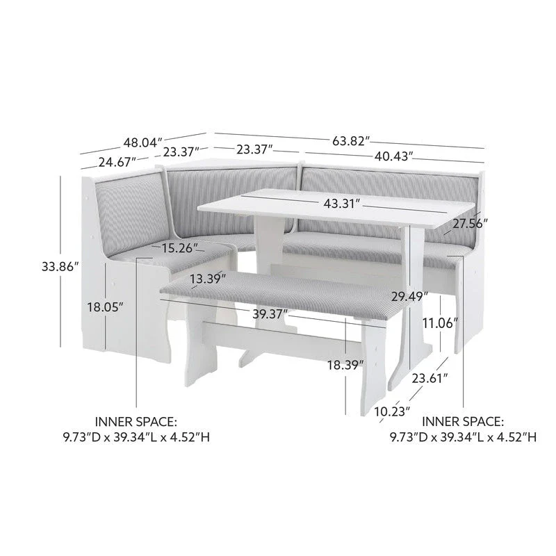 ed562cce2e1b35072595619ff4dfd4907835c51ad03573493ed0ba3bd1a9e1eb Sedley Farmhouse Nook Dining Set with Storage(Grey Stripe)