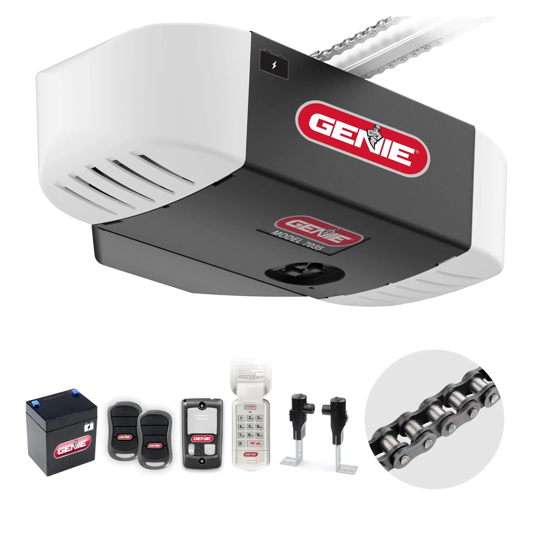 ee319879ce56d35ee208d41d0f19fdbecf65e7ee561076785190c556abf71792 Chain Drive 750 3/4 HPc Garage Door Opener w/Battery Backup - Heavy Duty.