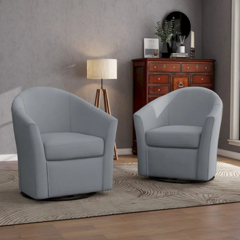 ee564a6234bedd5650b71229a3bc07bf773b2f9075210c97f900508a128d272b Set of 2 Modern Upholstered Swivel Barrel Chair Living Room Accent Chair(Gray)