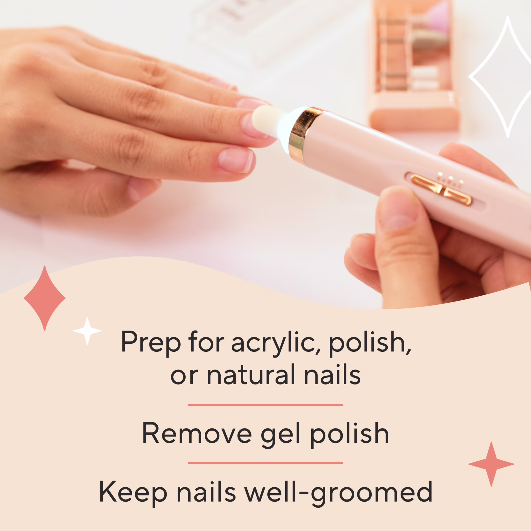 ee5968aec8fd30a7c835a400b504c2cc5275755756453c500c62457cf200092a Finishing Touch Flawless Salon Nails Rechargeable Mani Device with 6 Attachments, Pink