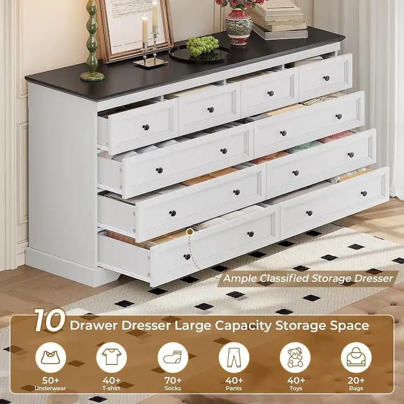 eef12aa3321fbd0aab90ff89d428f86c72a54c4d3021facff189876c29ddafa1 10 Drawers Dresser 55 Large Drawers Wood Dressers Chest of Drawers