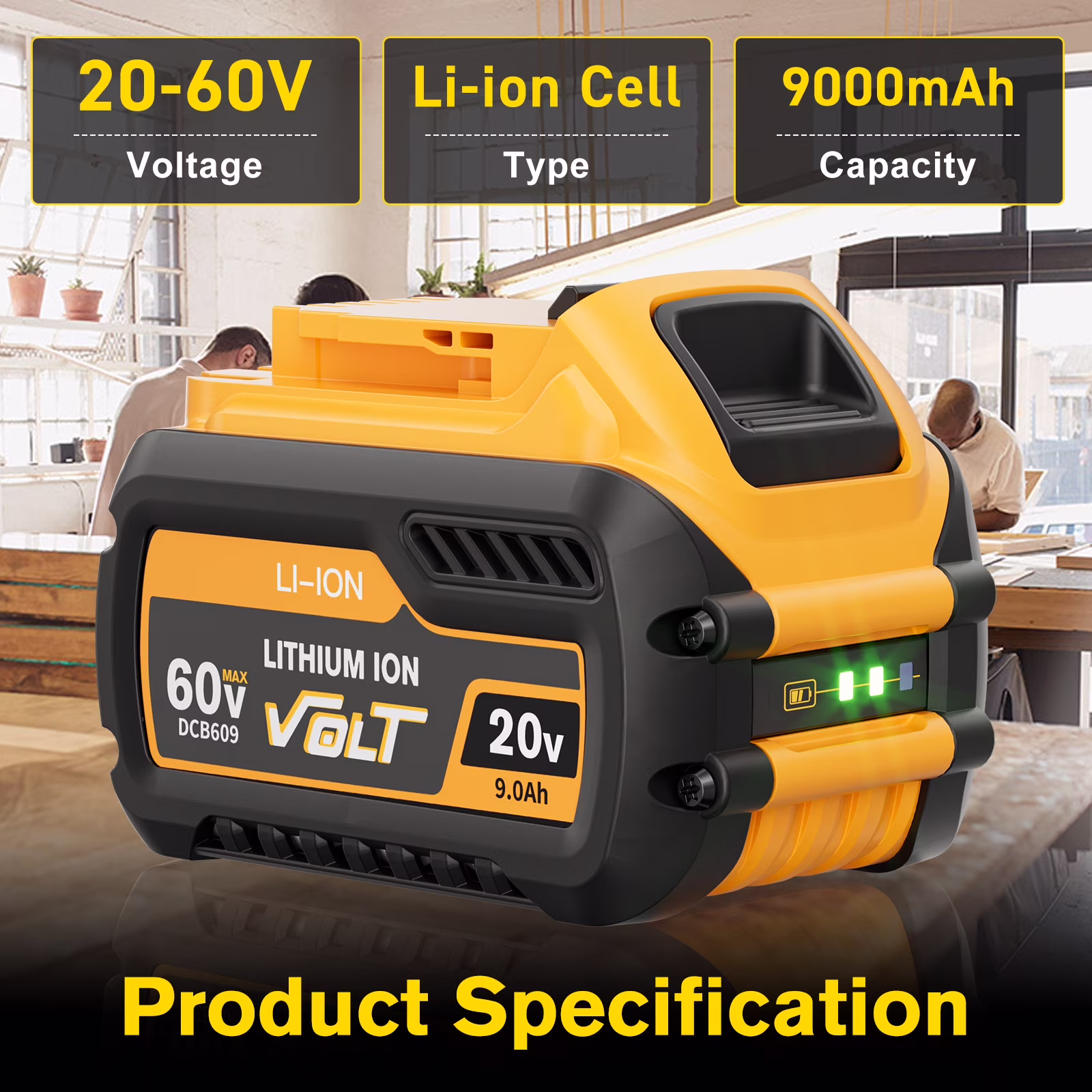 eefe29cc6d2c57dc79ef28bfdc88fb28293883899f5e73d11a461d519f377f3c 2 Pack 20v/60v 9Ah DCB606-2 DCB609-2 Battery for Dewalt 20v 60v Max 9Ah DCB609 6Ah DCB606 Flexvolt Battery 20V Max XR 8Ah DCB208-2 6Ah DCB206-2 5Ah DCB205-2 4Ah Lithium-ion Battery with 1 Charger