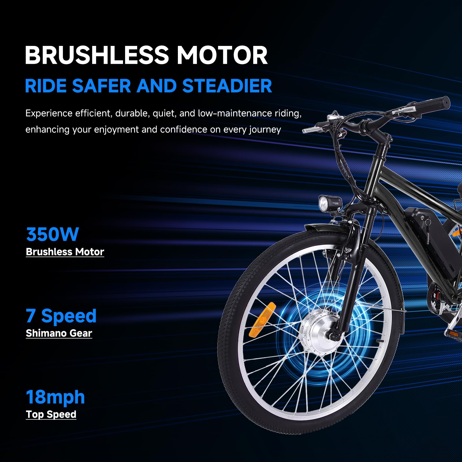 ef27ff6cea072e082edab1ffab4411aaf82d81ee7804f363ad6bf0d4a3630e4f 26 Inch Adult 3 Wheel Electric Tricycle with Basket, Fat Tires,7 Speeds,350W Powerful Motor, 36V 10Ah Removable Battery Dark Gray(Dark Gray/26 Inch)