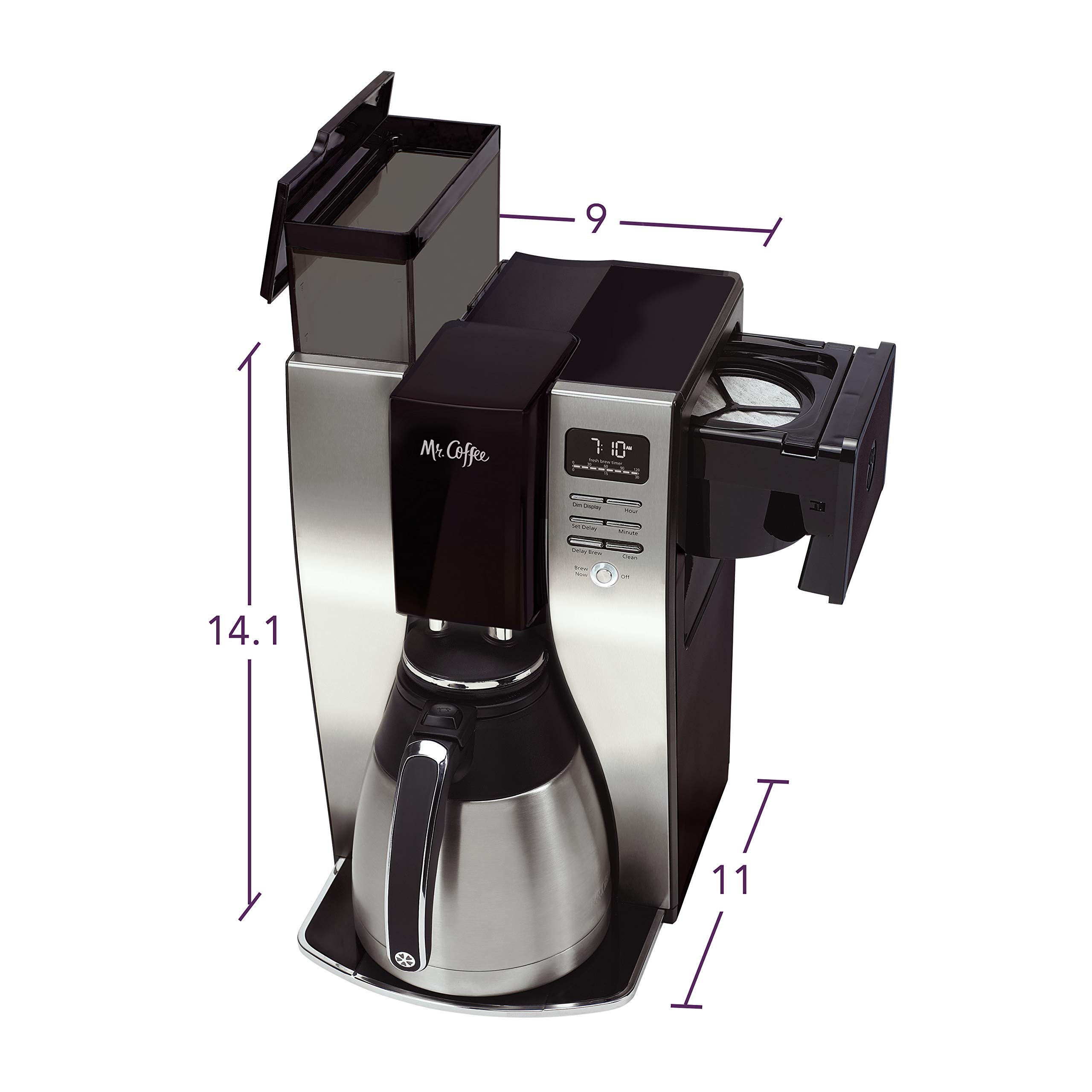 ef831a3fe3d049903e79be0f225ae5640723b60299f81e5b743b7d32d284ed5f Mr. Coffee 10-Cup Programmable Coffee Maker, Insulated Thermal Carafe(Stainless Steel/10 Cup Thermal Carafe + Strong Brew)